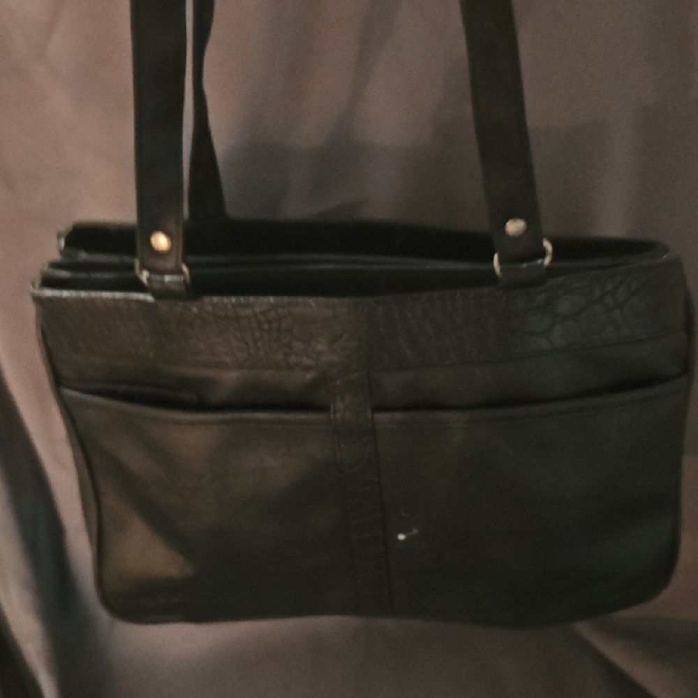 Black Faux Leather Shoulder Bag